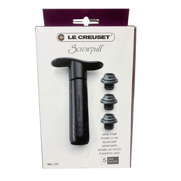 Le Creuset Wine Pump Set Black WA-137 Wine Preserver Pump Bar Home NEW - Picture 1 of 4